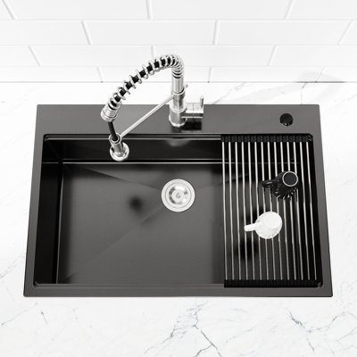 Black 33"X22" Kitchen Workstation Sink - Handmade Stainless Steel With User Design 304 Enhanced Function