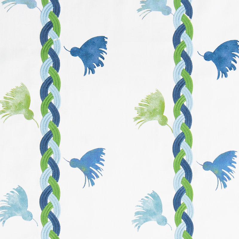 Nuevo Mundo Reina Roja Performance Cotton Blend Fabric, Verde/Azul