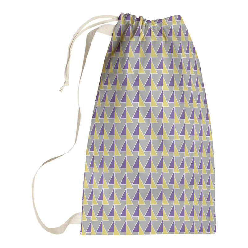 Jordao Fabric Laundry Bag with Handles, Purple/Yellow, 29" H x 18" W x 1.5" D