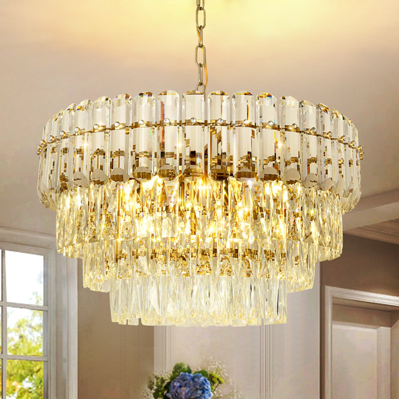 Chandelier with Crystal Accents, 8, 30 cm H x 60 cm W x 30 cm D