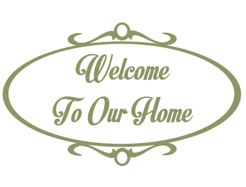 Décalcomanie murale welcome to home, H 36 po x l 60 po x P 0,01 po, Olive