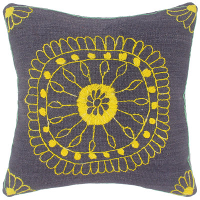 Rustic Embroidered Reversible Throw Pillow