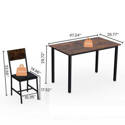 Ensemble 5 pièces de mobilier de salle à manger moderne en métal et bois pour 4 personnes, chaises de table de salle à manger