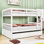 Lit superposé double en bois avec lit gigogne simple, échelle et garde-corps