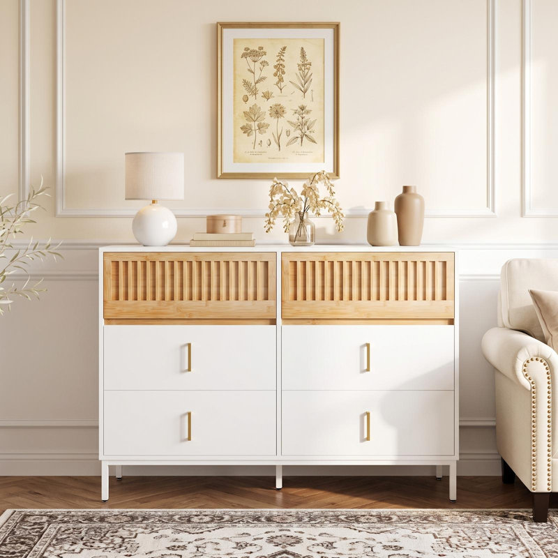 Commode double 6 tiroirs Cejas, Blanc