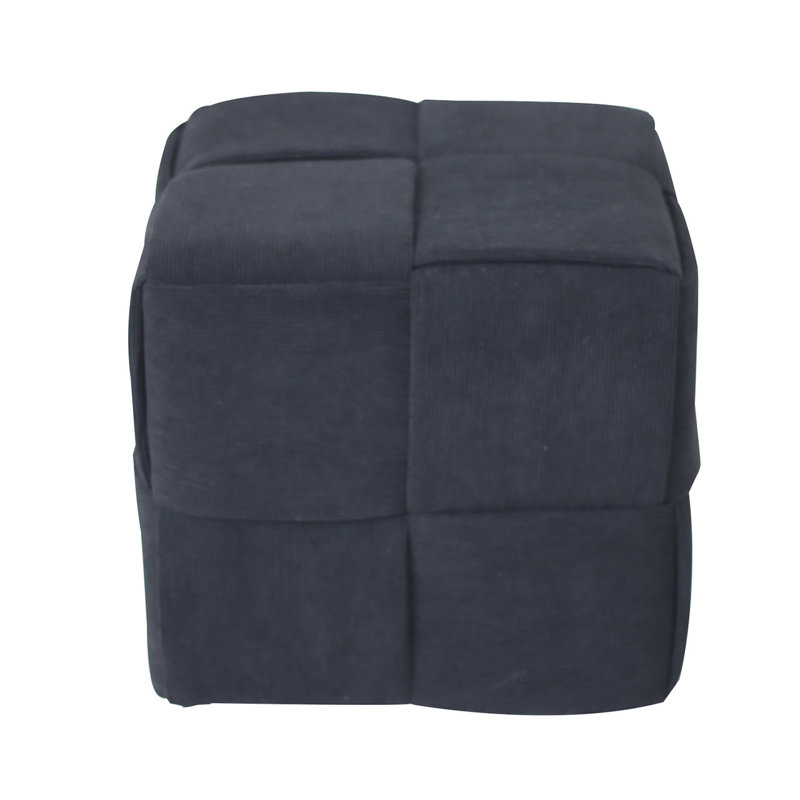 Velvet Square Woven Ottoman Stool for Bedroom Furniture, Modern Accent Stool with MDF Base