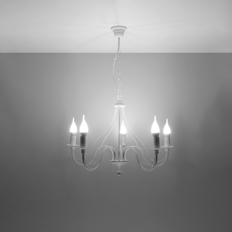 Virpi 5 - Light Candle Style Chandelier, White