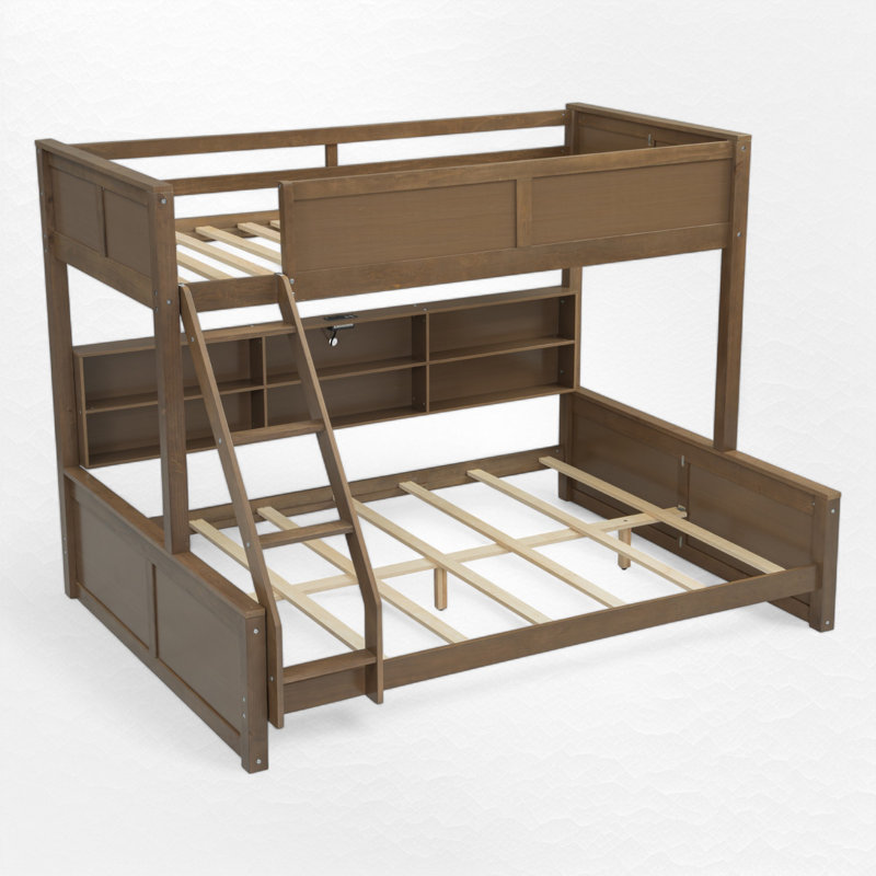 Bunk Bed With Storage, Twin XL Over Queen, Wood