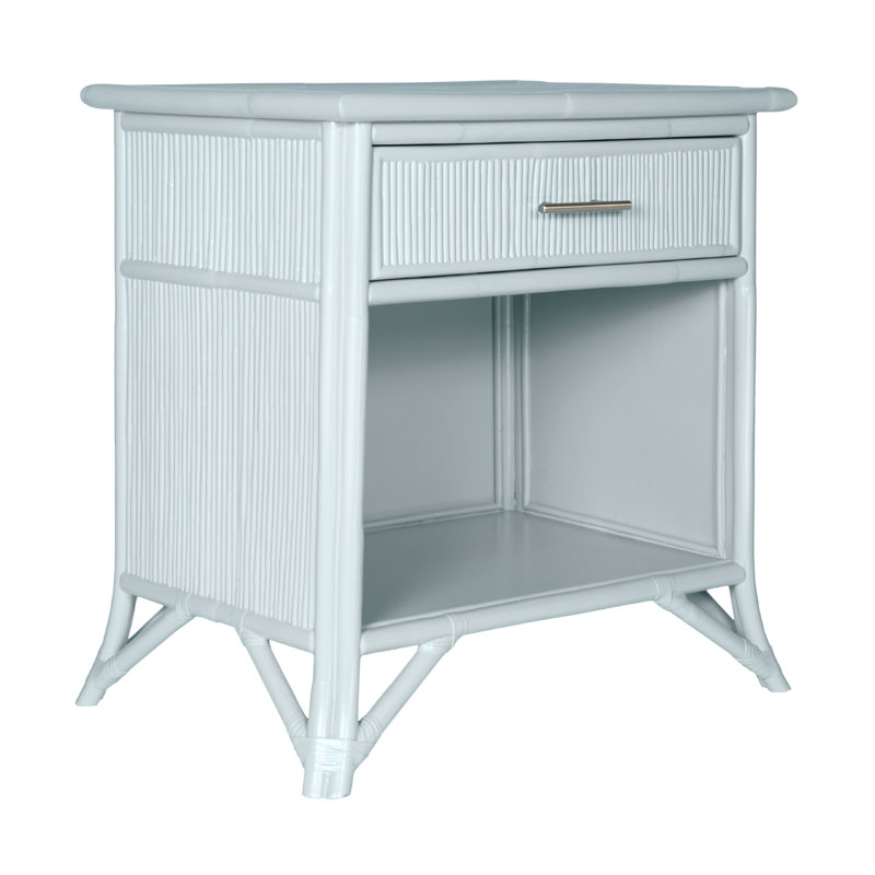 Pencil Rattan 1 - Drawer Nightstand, Light Blue