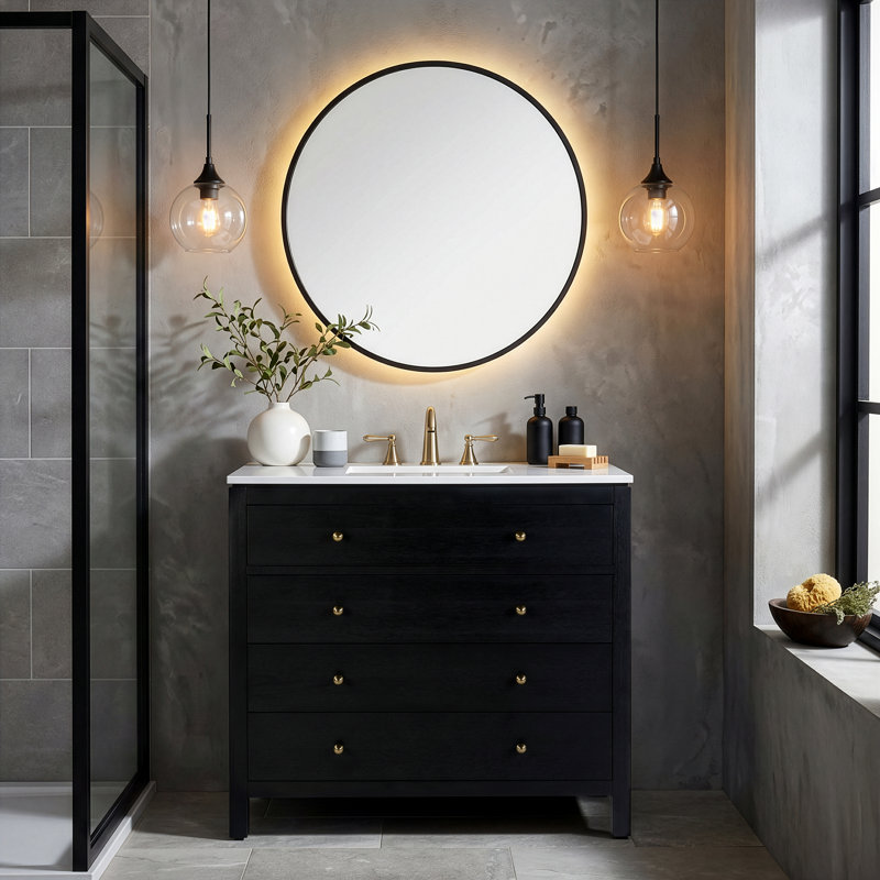 Celine 36 In Single Sink Bathroom Vanity With Quartz Top, Coffee Brown, Coffee