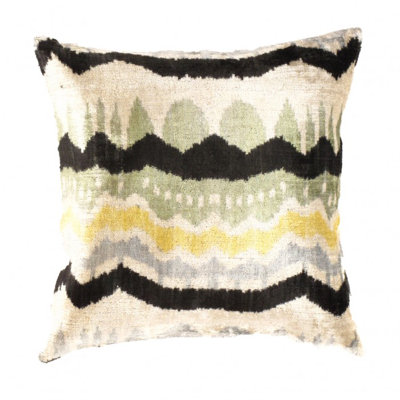 Oreiller en velours turc multicolore en soie Ikat