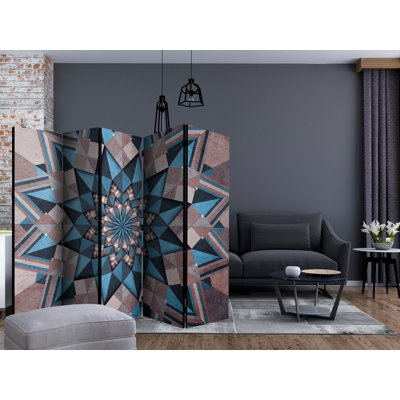 Kaye 225cm W x 172cm H 5 - Panel Solid Wood Folding Room Divider