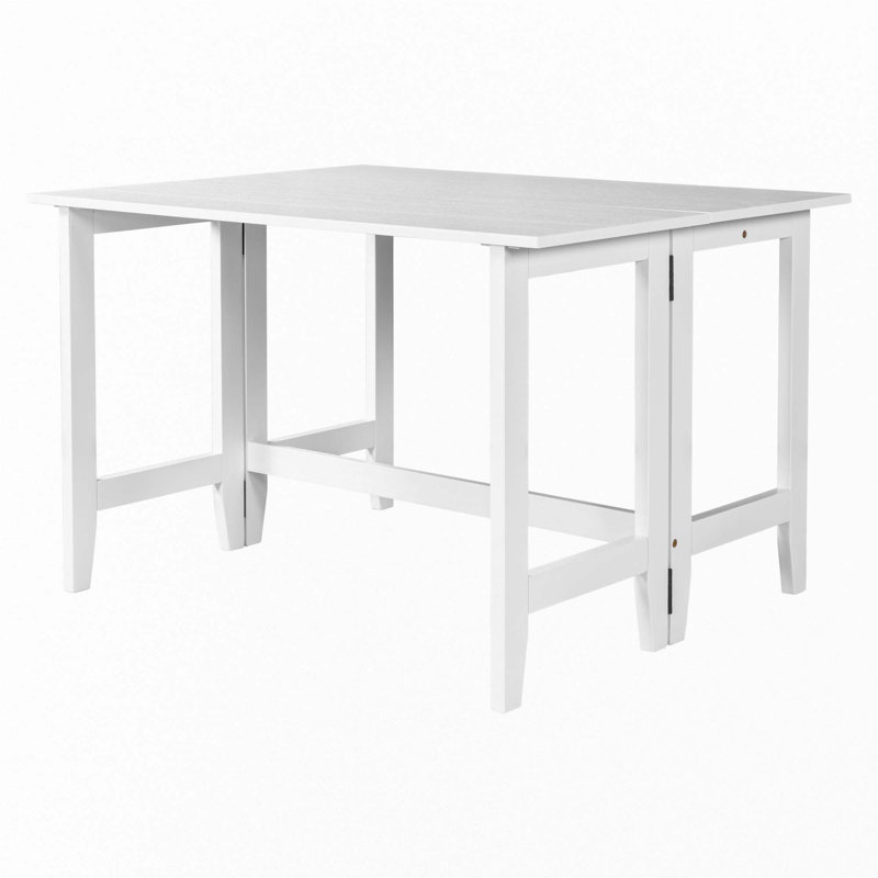 Farmhouse Wood Extendable Dining Table With Drop Leaf (Only Table), White