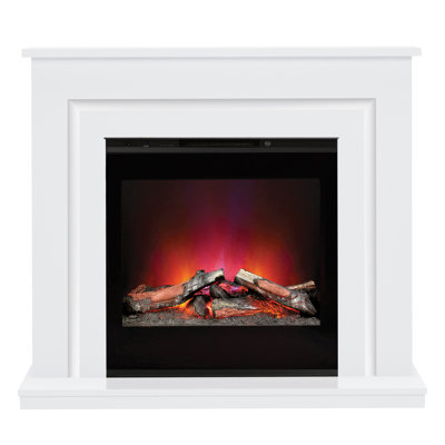 Flare 1220cm W White Electric Fireplace