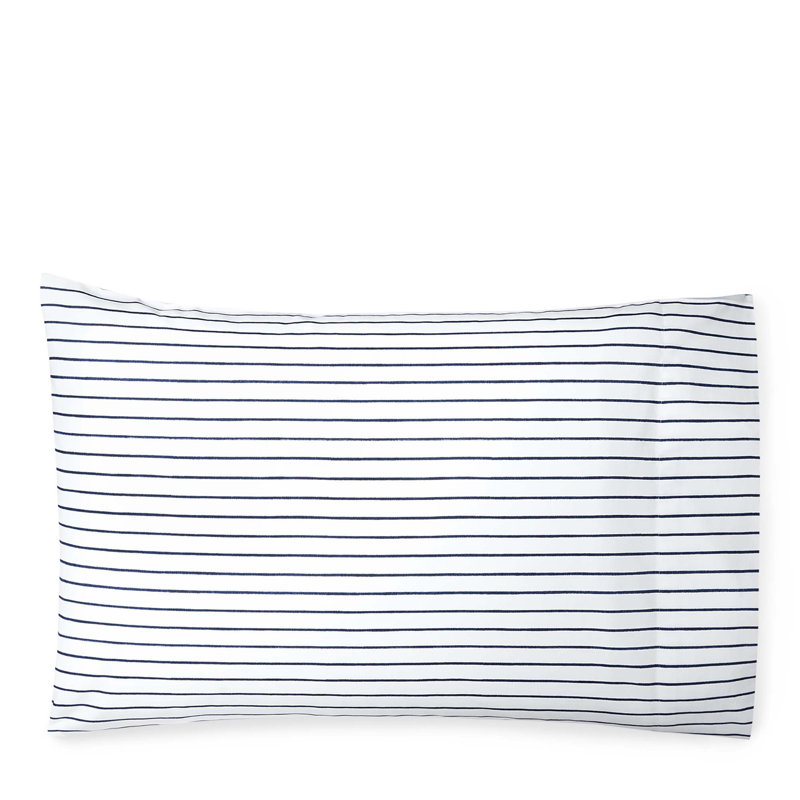 Spencer 230 Thread Count Striped 100% Cotton Pillowcase, King, Navy