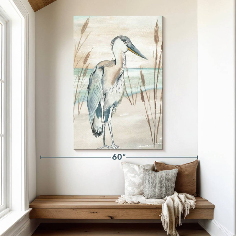 Brampt Heron By Beach Grass I, 51" H x 34" W
