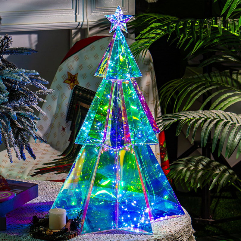 Arbre de Noël hexagonal à trois couches décorations de Noël illuminées
