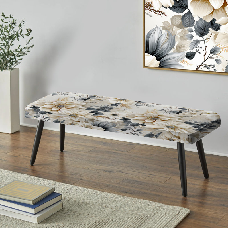 Banc rembourré floral noir Ethereal