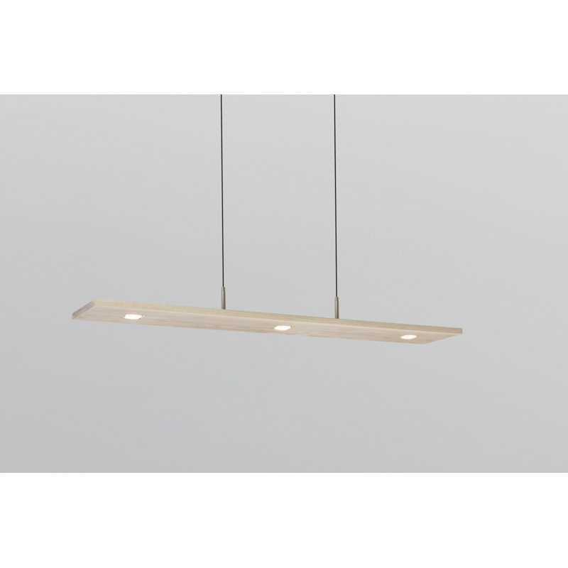 Vix Dimmable LED Pendant, 3500K, 0.75" H x 34" W x 8" D, White Washed Oak