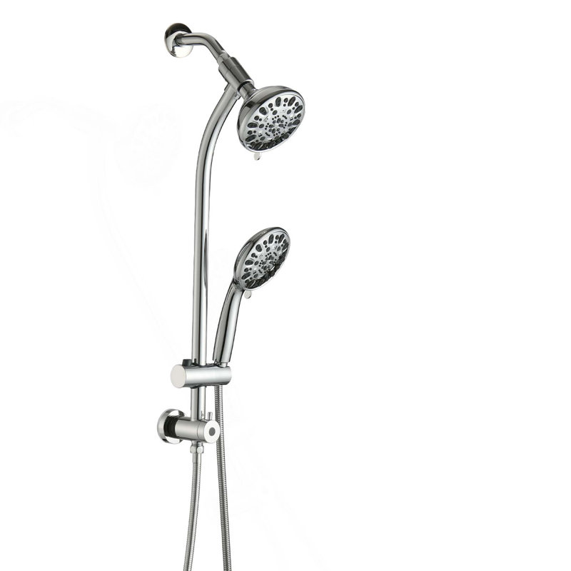 No-Tool Installation 5" Rain Shower & 7-Spray Handheld Combo with 26" Adjustable Slide Bar, Dual Flow 1.8GPM WaterSense​