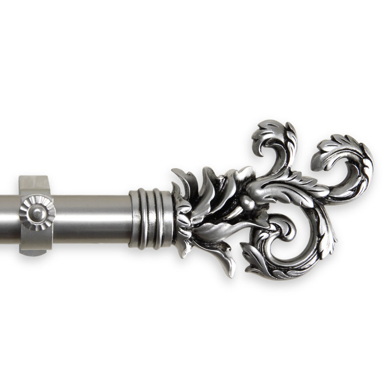 Tringle à rideaux simple plume Batty, Nickel satiné