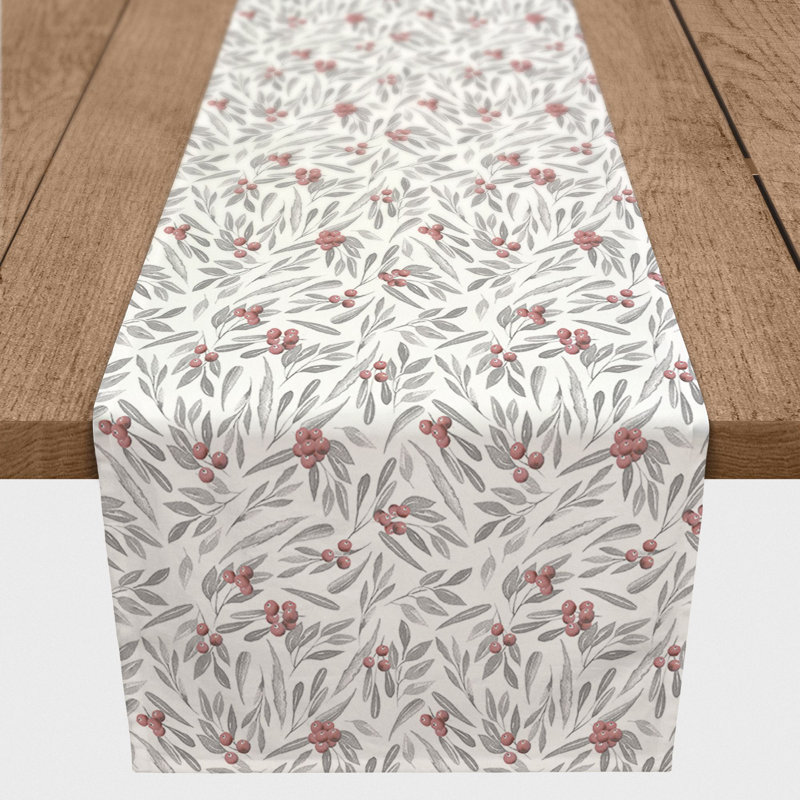 Chemin de table Holly And Leaves, L 72 po x P 16 po