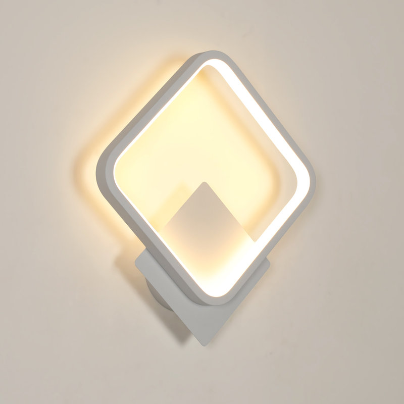 Square 30cm LED Aluminium Wall Light, White