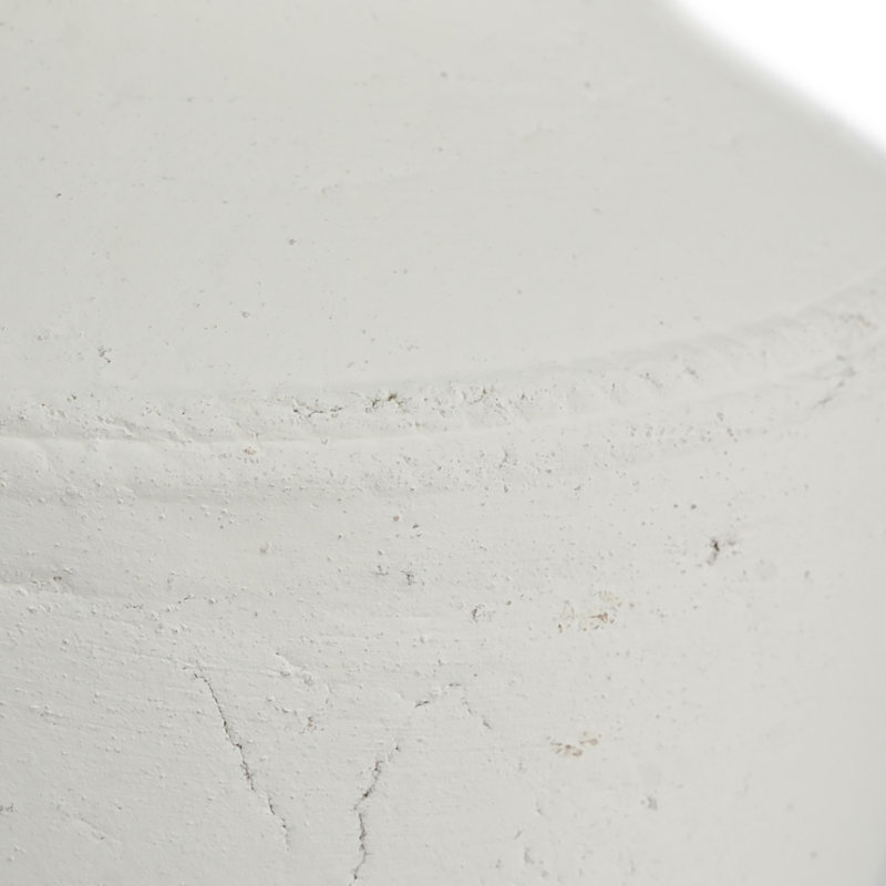 Vase rond en terre cuite - Finition blanc naturel, H 15,7 po x l 13,8 po x P 13,8 po