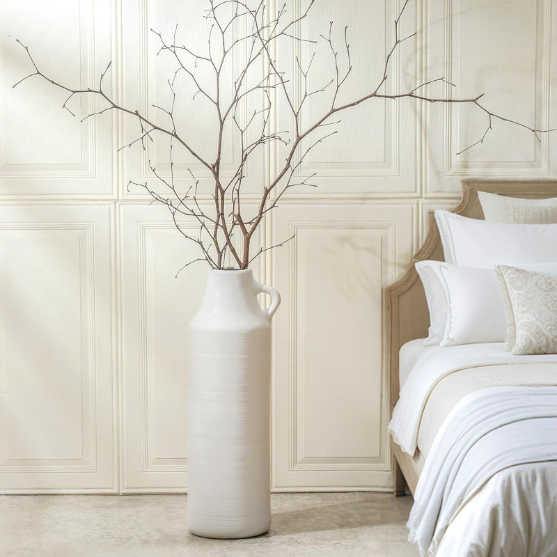 Vase de plancher haut avec poignées, grand vase à fleurs de 22,8 pouces, vases en pampas Boho