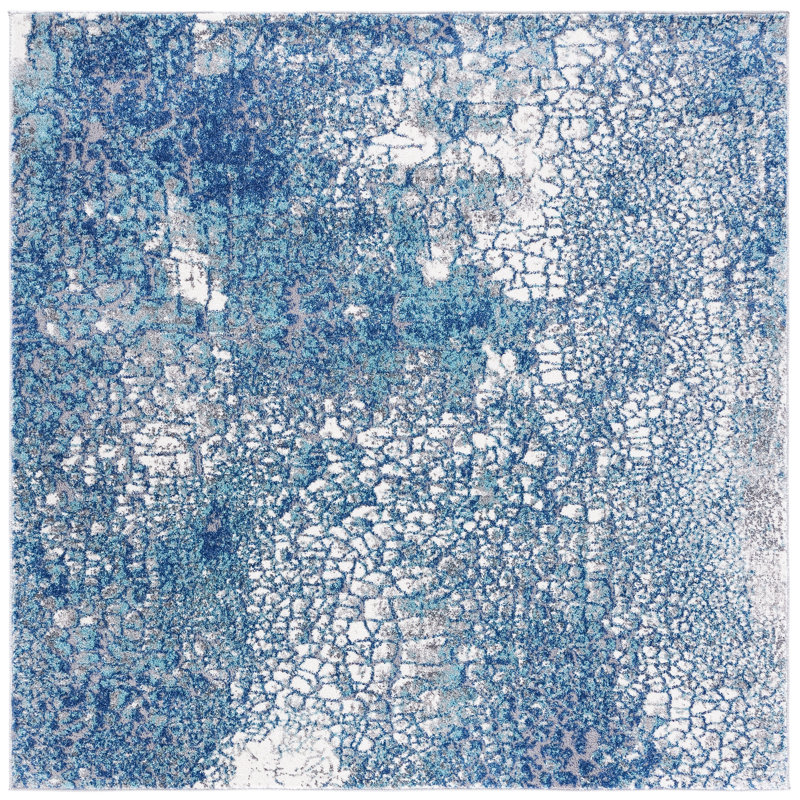 Mauzy Performance Abstract Rug, Square 6'7"