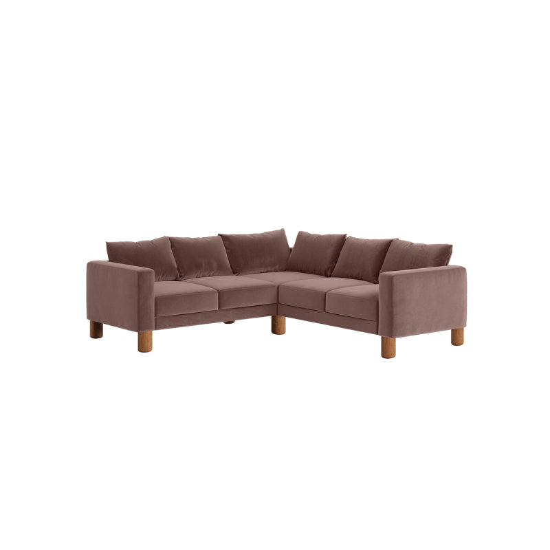 Essential 5-Seat Corner Sectional, Dusty Rose Recycled Velvet, Cylinder