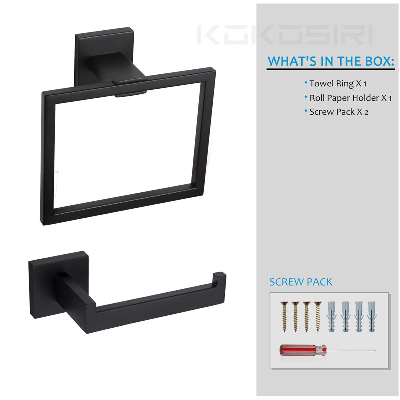 2 - Piece Bathroom Hardware Set, Matte Black