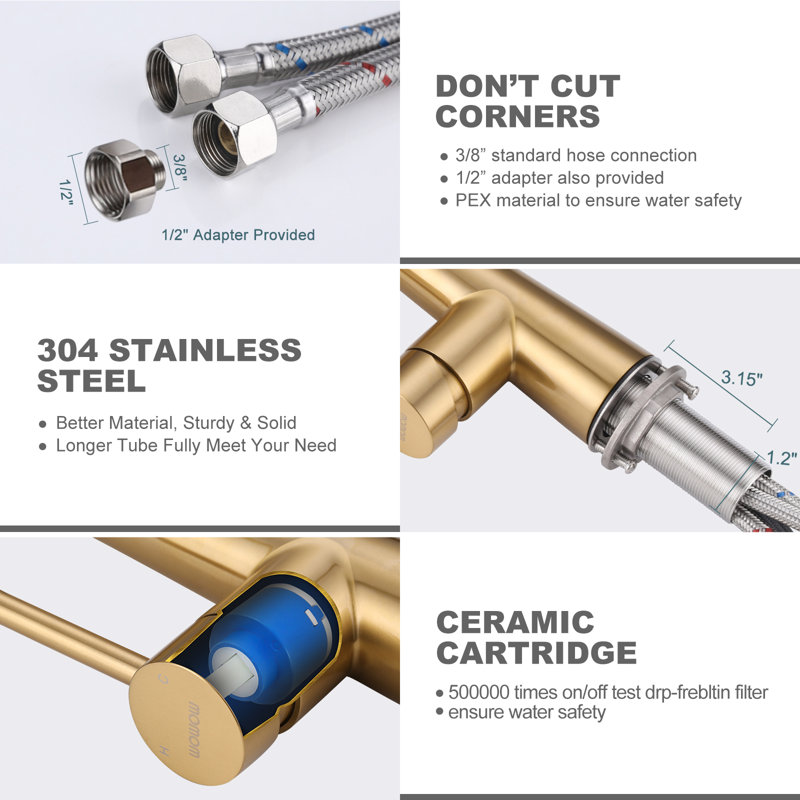 Pull Out Kitchen Faucet, Gold