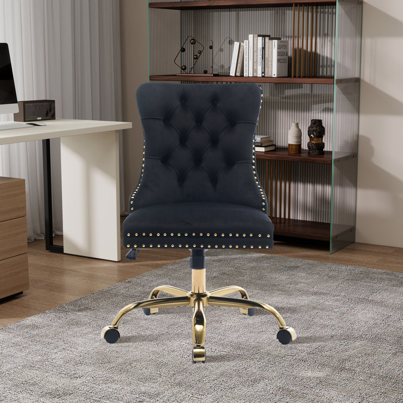Chaise de bureau Chenille, Gold, Black