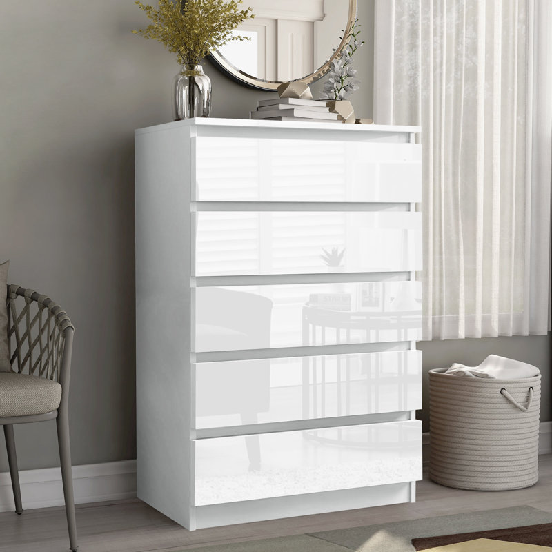  High Gloss 5 Drawer Chest of Drawers