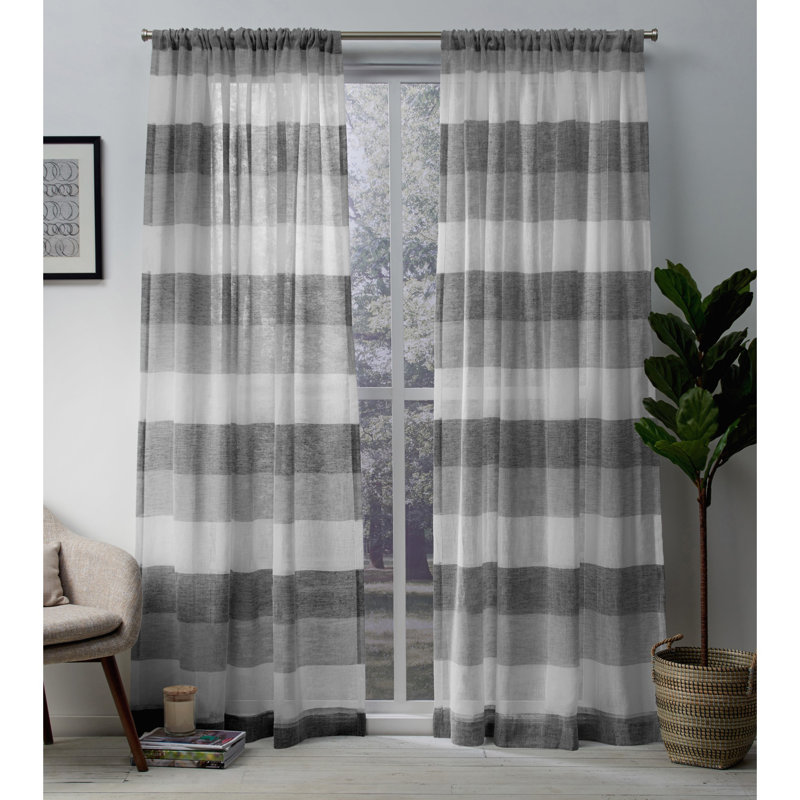 Erkin Polyester Semi-Sheer Sliding Panel Pair, Ash Gray, 54"W x 96"L