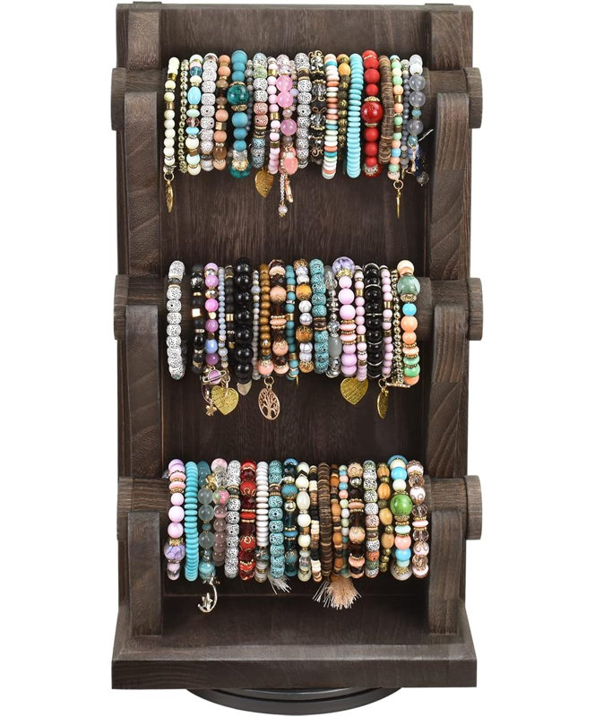 Présentoir à bijoux 3 pièces, Marron foncé