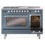 Cuisinière à double combustible ILVE Professional Plus II Series 48 po avec 5 brûleurs scellés, plaque de cuisson, table française (propane liquide, porte vitrée)-98168227-98168228