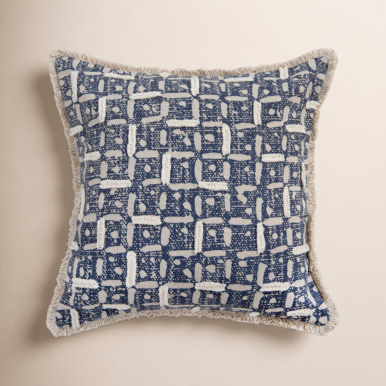 100% Recycled Cotton Canvas Throw Pillow, Polyester, Blue/Natural