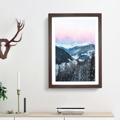 Pink Sky Over The Mountains In Italy - Single Picture Frame Print on MDF