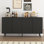 Buffet buffet avec rangement, buffet long avec 4 portes, console en bois avec tablettes réglables pour le salon, la cuisine, la salle à manger et la salle à manger - noir