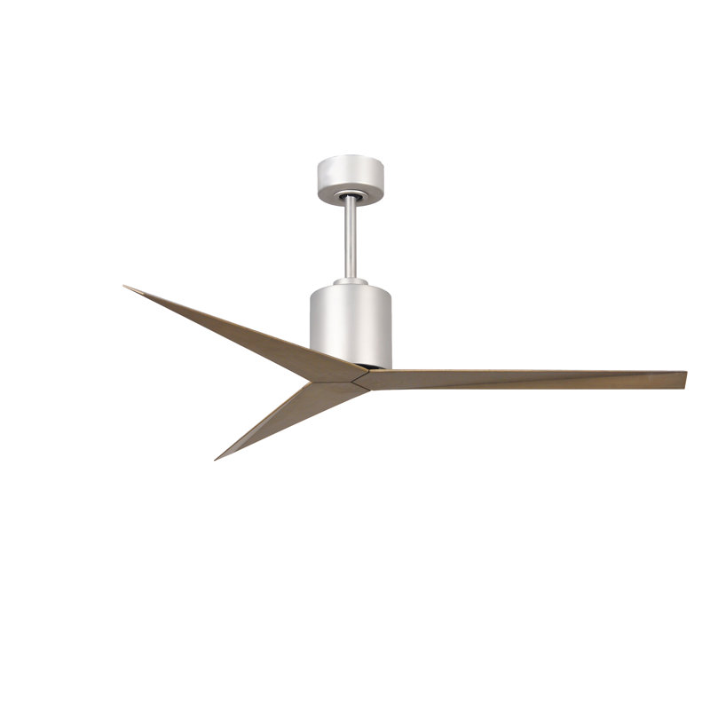 Eliza Outdoor Downrod Ceiling Fan, Gray Ash Tone, Brushed Nickel