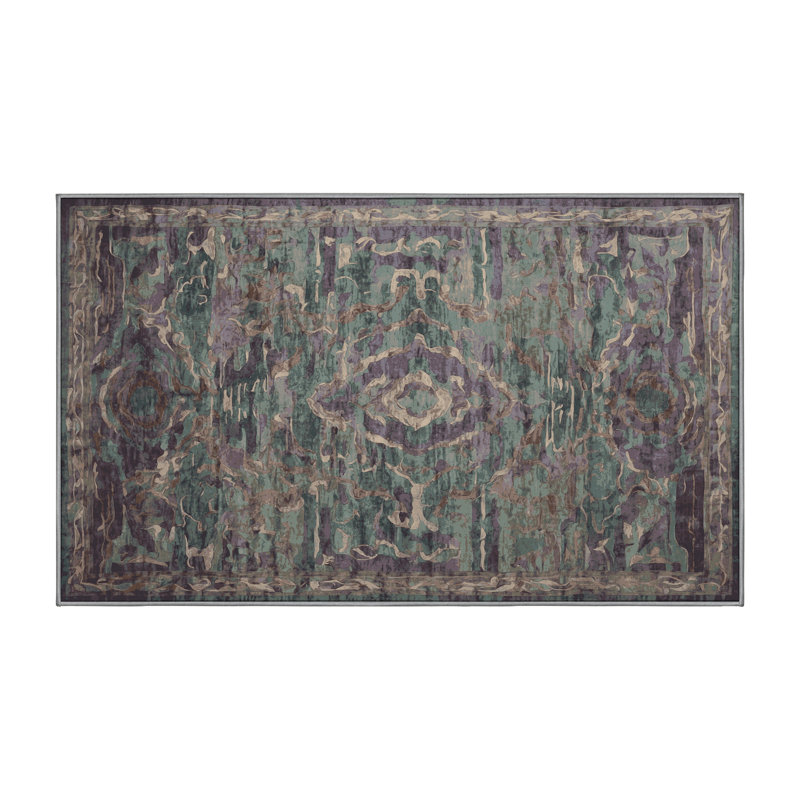 Tapis gris soyeux et moelleux, Rectangle 7 pi x 9 pi