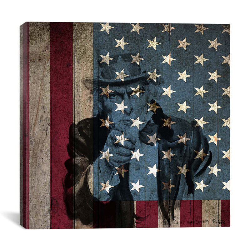 Impression sur toile tendue «I Want You for U.S.A. Army» par Uncle Sam, drapeaux par Uncle Sam, H 26 po x l 26 po x P 1,5 po