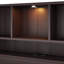 Lit plateforme en bois avec tête de lit bibliothèque, luminaire encastré, station de charge et 2 tiroirs latéraux-1043624231
