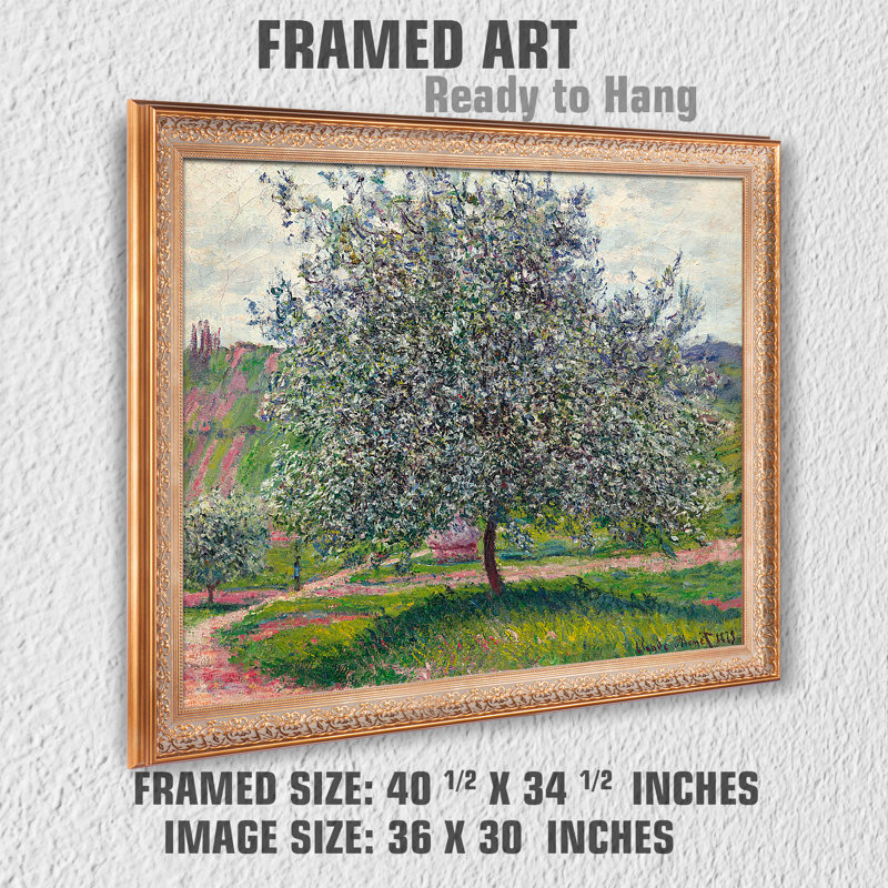 «The Apple Tree» par Claude Monet World Classic Reproductions pour HomeDecor, cadre doré à motif rétro, H 34,5 po x l 40,5 po