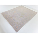 Rose Hand Knotted Wool Block Print Area Rug