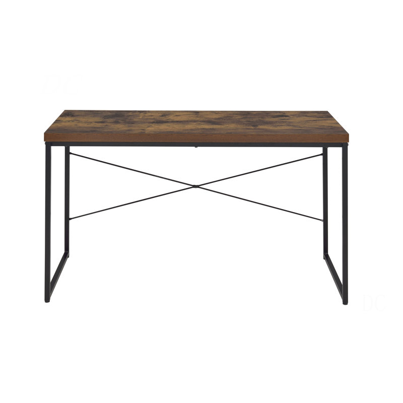 Bob Weathered Oak & Black Finish Writing Desk/Dressing Table/Game Table/Small Dining Table W/ Metal Legs