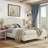 King Size Upholstered Wingback Platform Bed with Tall Headboard-White-1439986363-1441749360