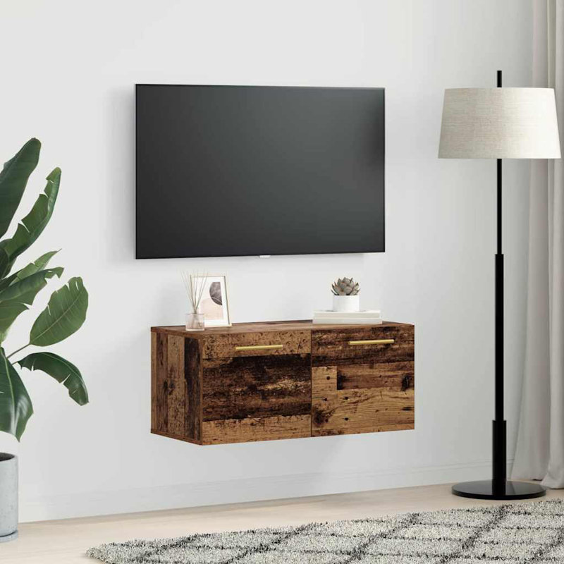 vidaXL Wall Cabinet Wall-mounted Engineered wood Storage Unit Rustic Design, Old Wood/Gold